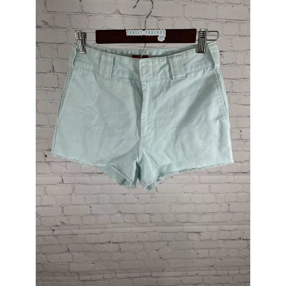 Dickies Sky Blue Mid Rise Distressed Frayed Edges Denim Jean Shorts (26 x 2)